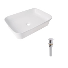 Комплект Qtap Virgo N: Раковина накладна 560x380x130 мм, White, прямокутна + Донний клапан Pop-up PU02 SD00054586