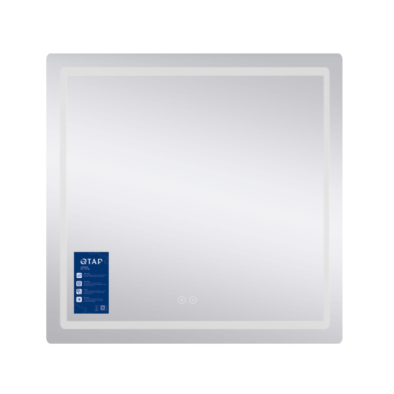 Дзеркало Qtap Mideya (MI2) 700х800 з LED-підсвічуванням Touch, з антизапотіванням, димером, рег. яскравості QT2078DCF7080 SD00054585