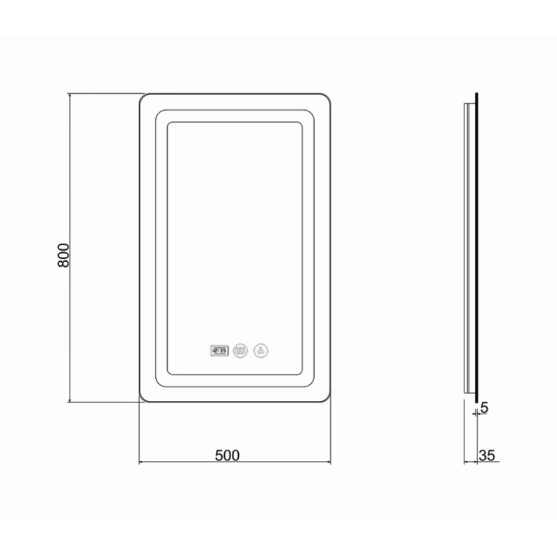 Qtap Дзеркало Mideya (DC-F911) 500х800 з LED-підсвічуванням Touch, з антизапотіванням, з годинником, димером, рег. яскравості QT2078F911W