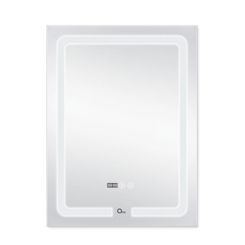 Qtap Дзеркало Mideya (DC-F937) 600х800 з LED-підсвічуванням Touch, з антизапотіванням, з годинником, димером, рег. яскравості QT2078F937W