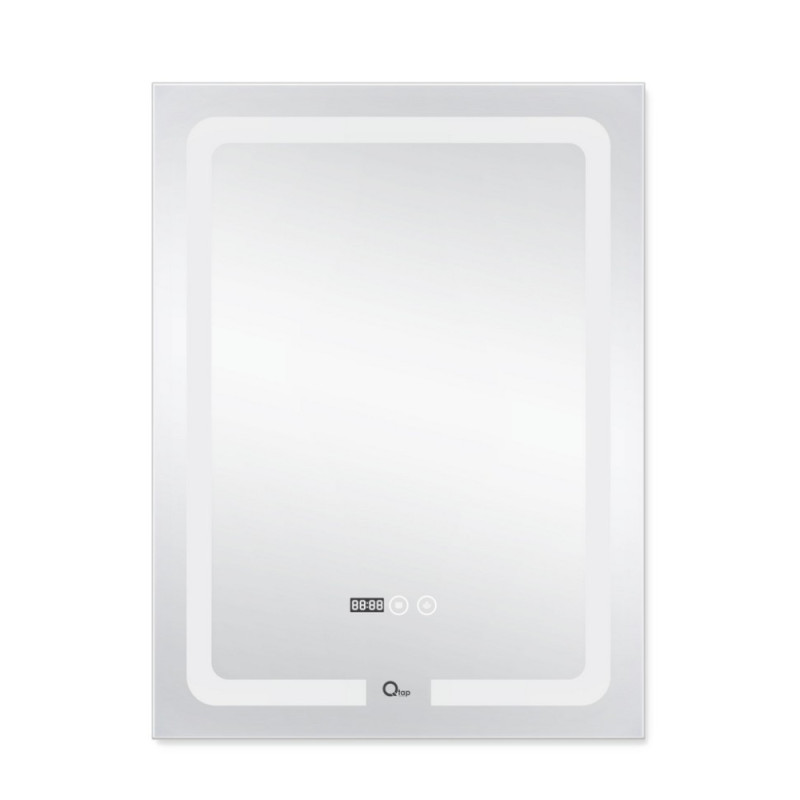 Qtap Дзеркало Mideya (DC-F937) 600х800 з LED-підсвічуванням Touch, з антизапотіванням, з годинником, димером, рег. яскравості QT2078F937W
