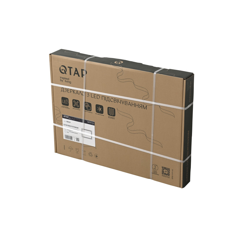 Дзеркало Qtap Mideya (DC-F614) 700х500 з LED-підсвічуванням Touch, з антизапотіванням, димером QT2078NCF07050W SD00054143