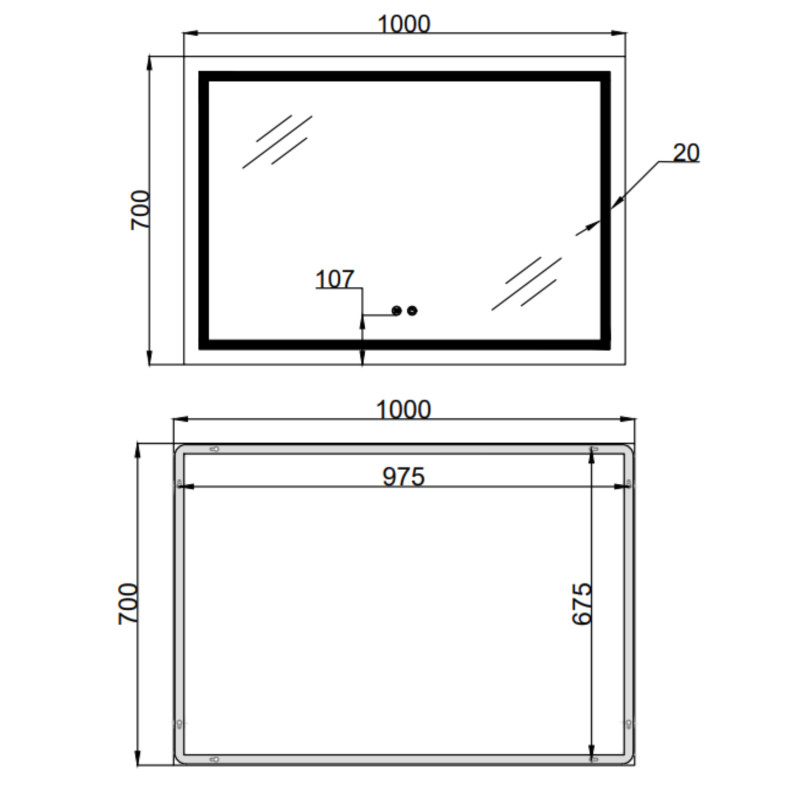Дзеркало Qtap Mideya (MI1) 1000х700 з LED-підсвічуванням Touch, з антизапотіванням, димером, рег. яскравості QT2078NCF10070 SD00054603