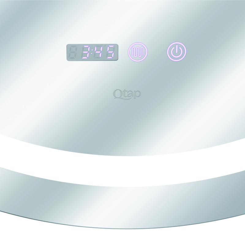 Qtap Дзеркало Mideya R800 з LED-підсвічуванням Touch, з антизапотіванням, з годинником, димером, рег. яскравості QT2078NCR8080W