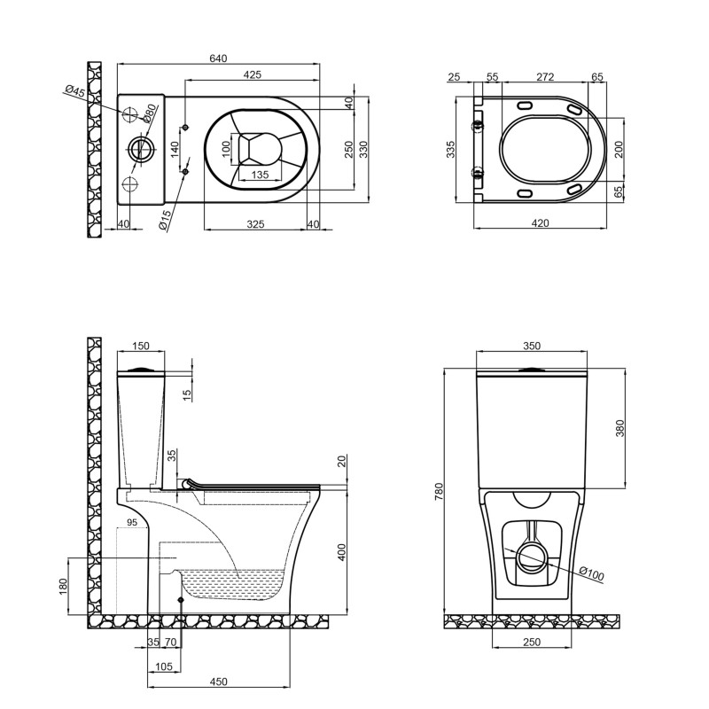 Qtap Унітаз-компакт Presto безобідковий з сідінням Soft-close QT24221217AW