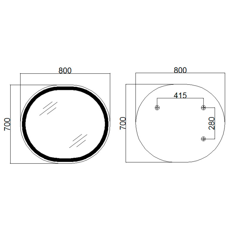 Qtap Дзеркало Gemini 800х700 з LED-підсвічуванням Touch, з антизапотіванням, з димером, рег. темп. кольору (3000-6500K) Reverse QT2578R8071W