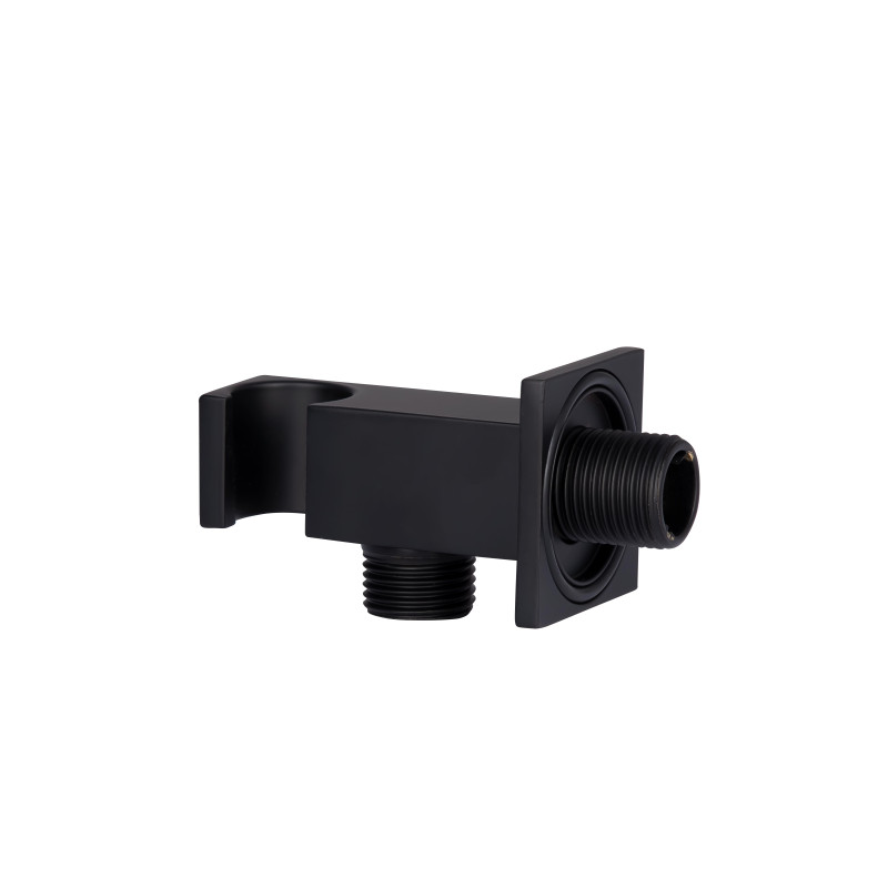 Qtap Підключення з тримачем для шланга Spojeni прямокутне QTCRBBH025 Black Matt