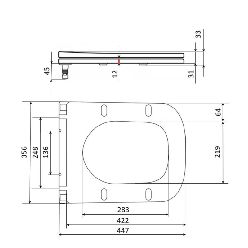 Сидіння для унітаза (Gemini) 435x357x37 мм, Matt Black, з мікроліфтом, Slim Duroplast, Quick Release QT99HY2312MB Qtap SD00053516