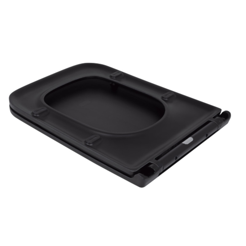 Сидіння для унітаза (Gemini) 435x357x37 мм, Matt Black, з мікроліфтом, Slim Duroplast, Quick Release QT99HY2312MB Qtap SD00053516