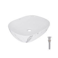 Раковина накладна Qtap Aquarius 470x380x120 мм, Marble, прямокутна, з донним клапаном QTAQA188MR49782 SD00055906