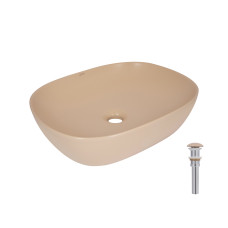 Раковина накладна Qtap Aquarius 470x380x120 мм, Beige, прямокутна, з донним клапаном QTAQA188SB49781 SD00055905