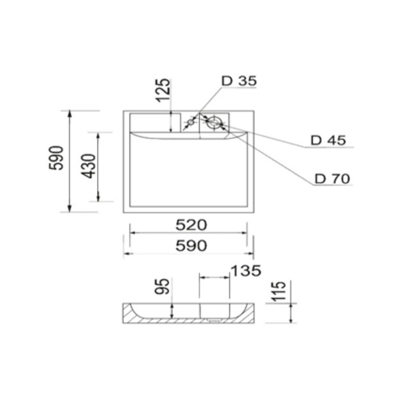 Раковина на пральну машину Qtap Arvin 595x595x115 мм, White QTARV2365WHI48575 SD00054699