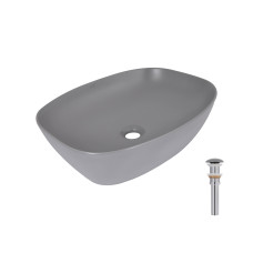 Раковина накладна Qtap Cardinal 500х380х140 мм, Stone grey, прямокутна, з донним клапаном QTCAR188SG49824 SD00055948