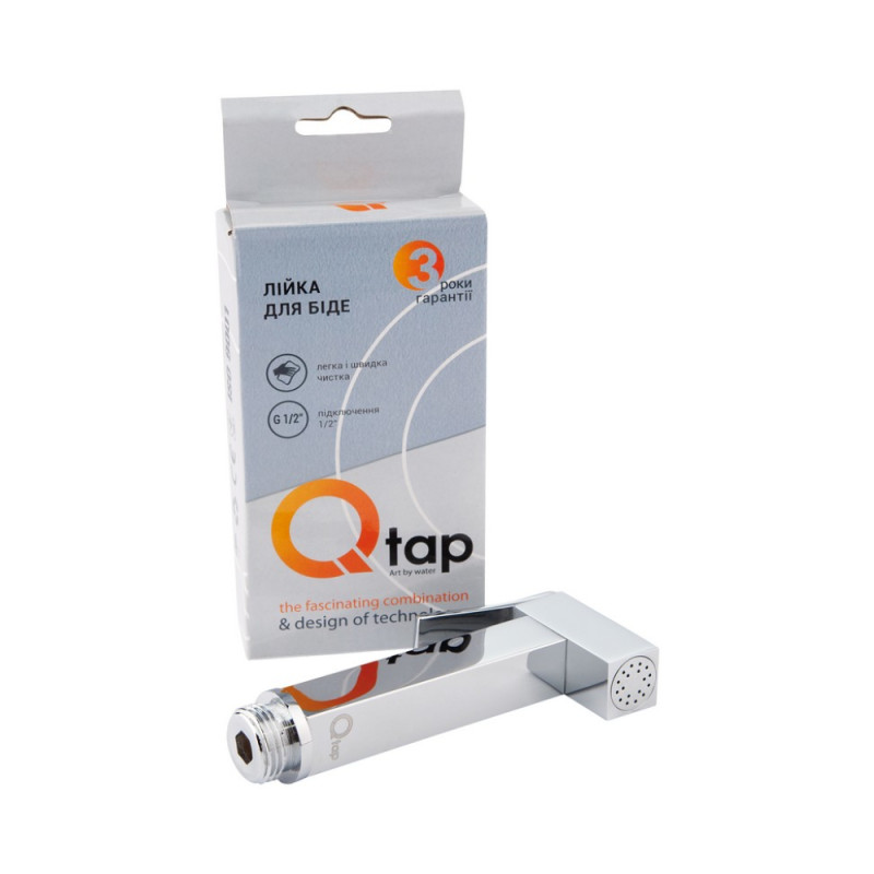 Qtap Лійка для гігієнічного душу Rucni прямоугольна QTCRMB120 Chrome (Bidet)