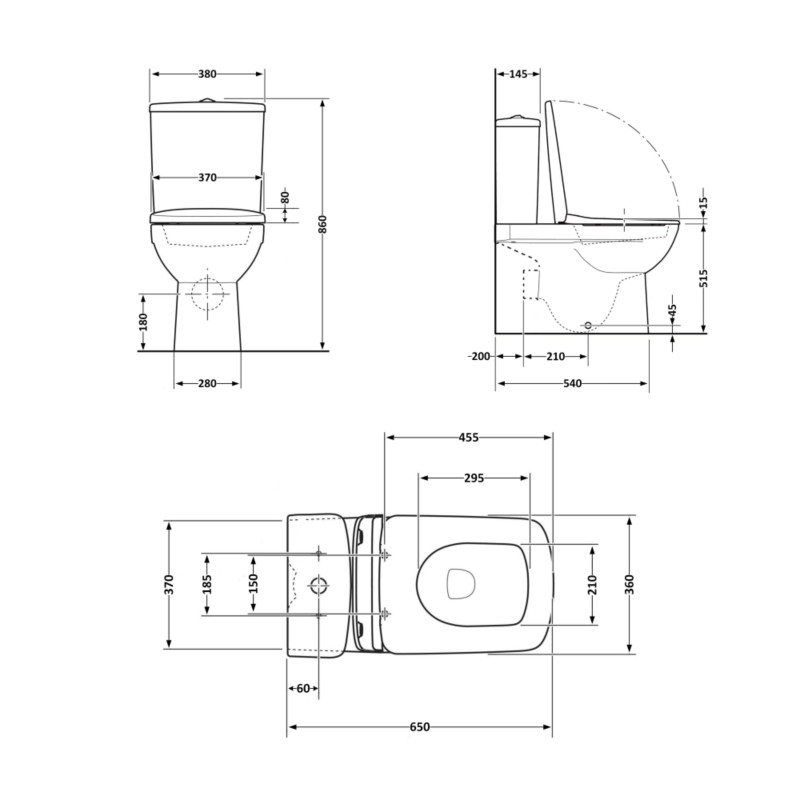 Унітаз підлоговий Qtap Crow Eco безобідковий з сідінням Soft-close QTCRO27W48750 SD00054874