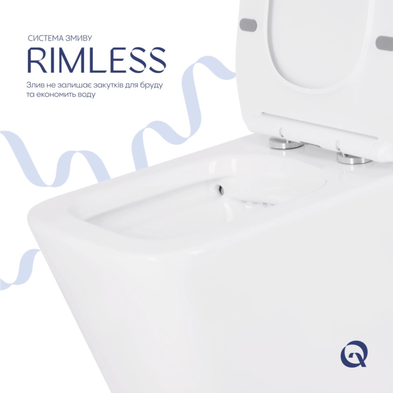 Унітаз підлоговий Qtap Crow Eco безобідковий з сідінням Soft-close QTCRO27W48750 SD00054874