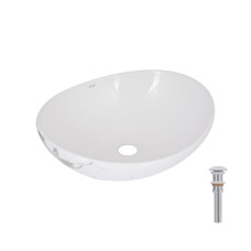 Раковина накладна Qtap Dove 415x340x140 мм, Marble, овальна, з донним клапаном QTDOV188SB49785 SD00055909
