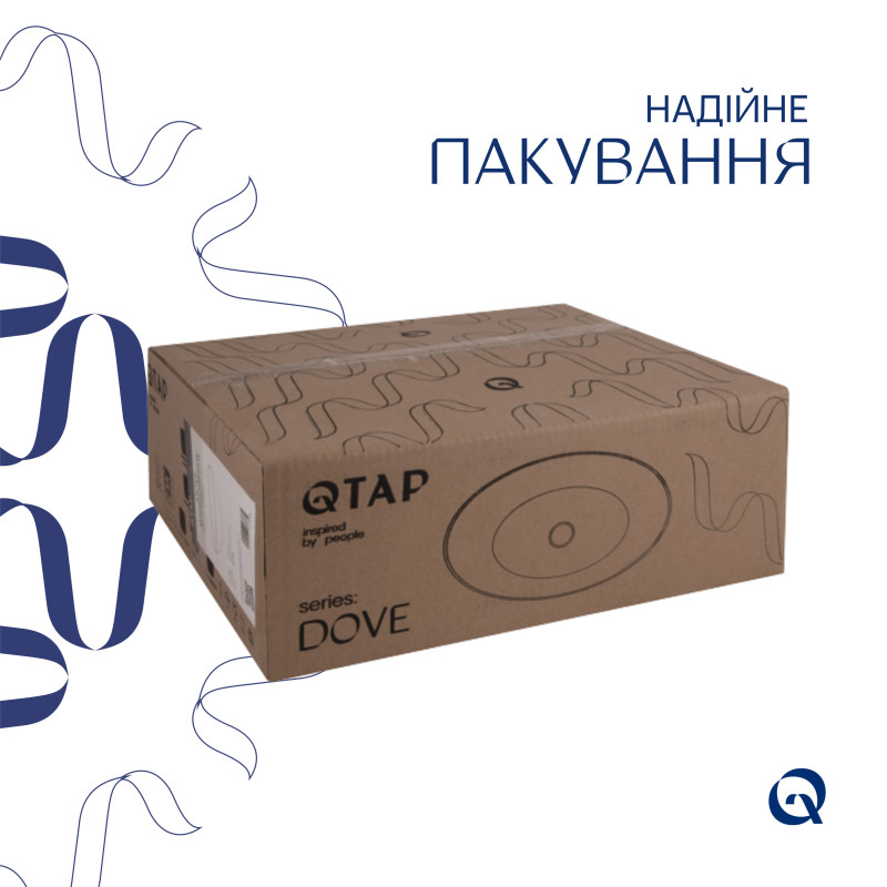 Раковина накладна Qtap Dove 415x340x140 мм, Marble, овальна, з донним клапаном QTDOV188SB49785 SD00055909