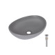 Раковина накладна Qtap Dove 415x340x140 мм, Stone grey, овальна, з донним клапаном QTDOV188SG49783 SD00055907