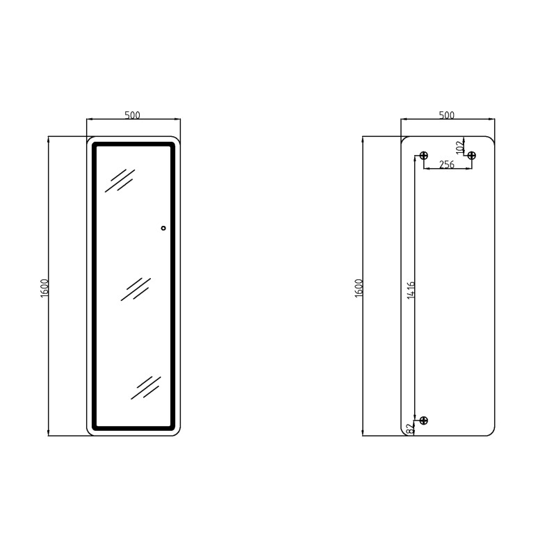 Дзеркало Qtap Gemini 500х1600 з LED-підсвічуванням Touch, з димером, QTGE50160049284 SD00055408
