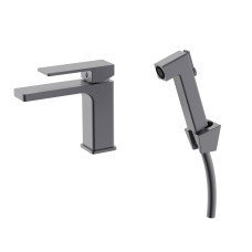 Qtap Змішувач для раковини Gemini (з гігієнічним душем) QTGEM272GMB45692 Gunmetal Black PVD
