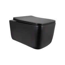 Унітаз підвісний Qtap Gemini Ultra Quiet 485×340×350 мм, Matt Black, з сидінням Slim Duroplast / Soft-close / Quick Release QTGEM28BLM50505 SD00056629