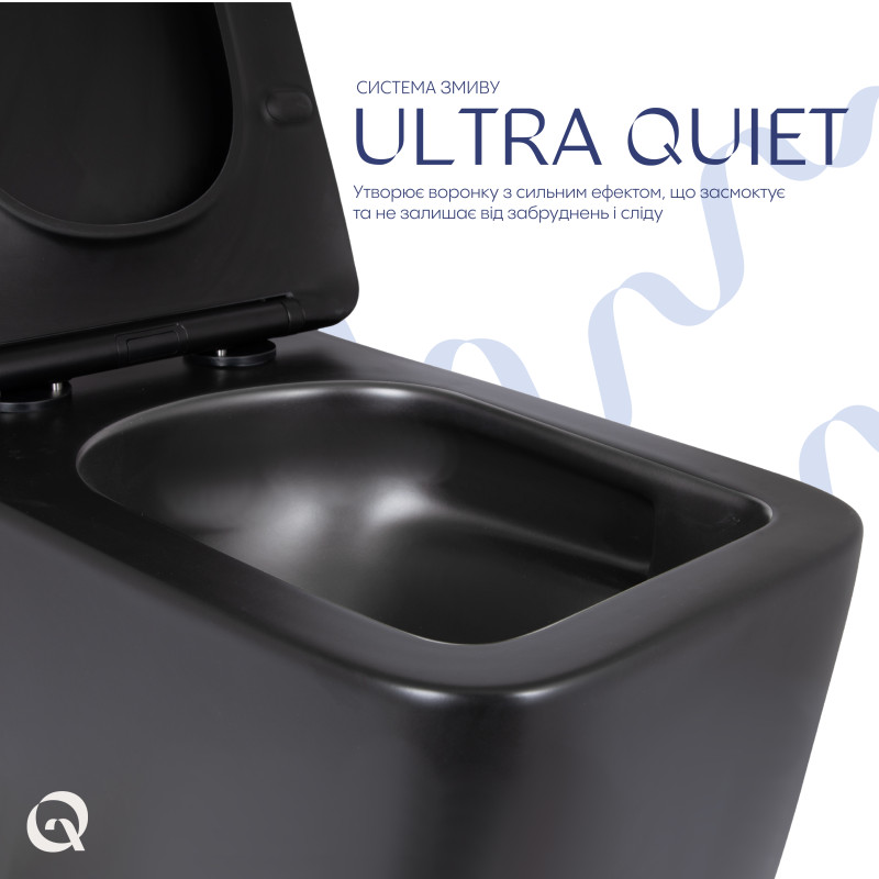 Унітаз підвісний Qtap Gemini Ultra Quiet 485×340×350 мм, Matt Black, з сидінням Slim Duroplast / Soft-close / Quick Release QTGEM28BLM50505 SD00056629
