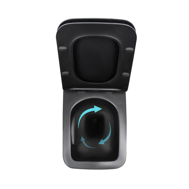 Унітаз підвісний Qtap Gemini Ultra Quiet 485×340×350 мм, Matt Black, з сидінням Slim Duroplast / Soft-close / Quick Release QTGEM28BLM50505 SD00056629