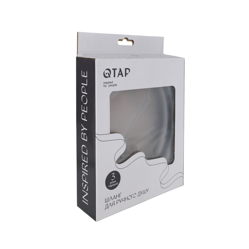 Qtap Шланг для ручного душу Hadice 1600 мм прямоугольний QTHADPVCSQ160B Black Matt