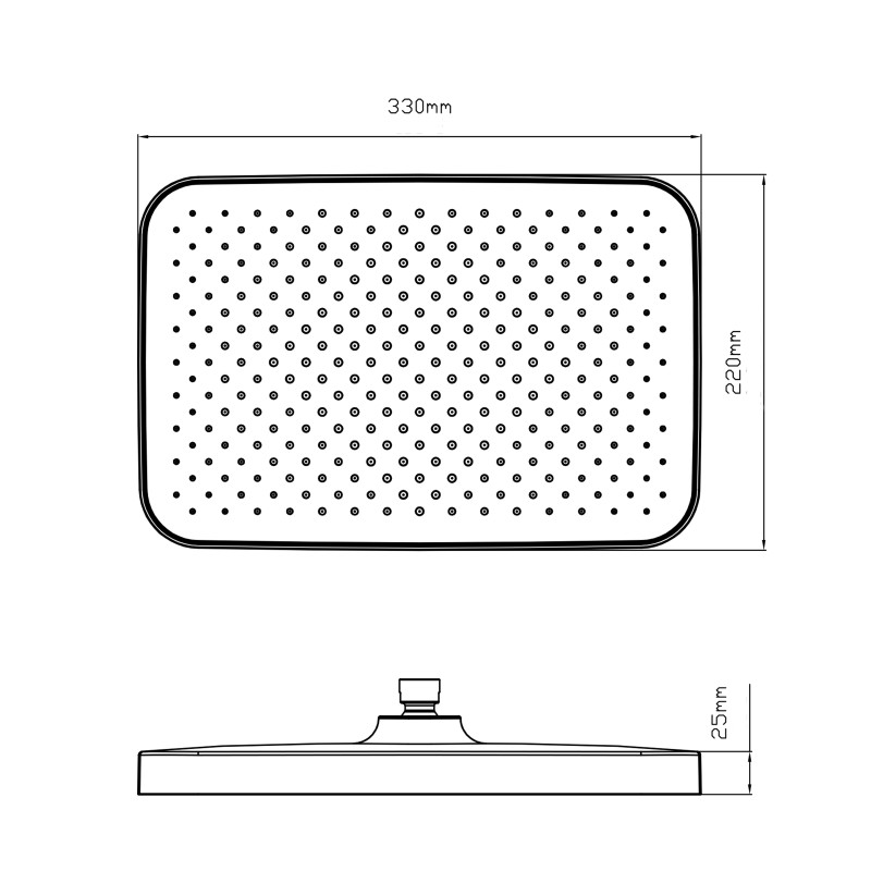 Qtap Лійка для верхнього душу Hlavova 330x220 мм прямокутна QTHLA107BLM45945 Black Matt