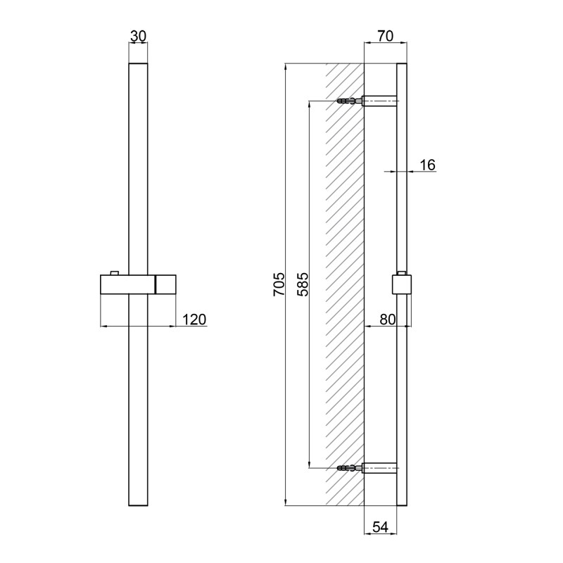 Qtap Душова стійка з тримачем універсальна Lepit 705 мм прямокутна QTLEP82103NB Black Matt