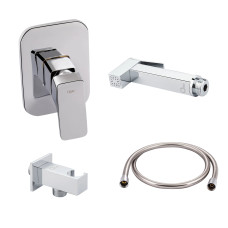 Qtap Комплект для душу Namesti Chrome: Змішувач QTNAM6025102NC + Шланг QTHADPVC120C + Лійка QTCRMB120 + Підключення QTCRMBH130