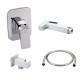 Qtap Комплект для душу Namesti Chrome: Змішувач QTNAM6025102NC + Шланг QTHADPVC120C + Лійка QTCRMB120 + Підключення QTCRMBH130