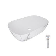 Раковина накладна Qtap Robin 600x390x150 мм, Marble, прямокутна, з донним клапаном QTROB188MR49788 SD00055912