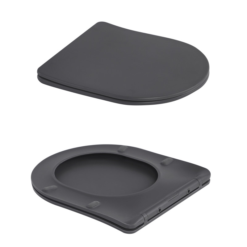 Унітаз підвісний Qtap Robin Ultra Quiet 520×365×340 мм, Anthracite, з сидінням Slim Duroplast / Soft-close / Quick Release QTROB26AN48995 SD00055119