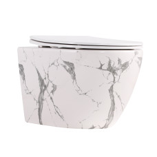 Унітаз підвісний Qtap Robin Ultra Quiet 520×365×340 мм, Marble, з сидінням Slim Duroplast / Soft-close / Quick Release QTROB26MR48998 SD00055122