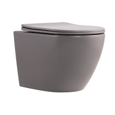 Унітаз підвісний Qtap Robin Ultra Quiet 520×365×340 мм, Stone grey, з сидінням Slim Duroplast / Soft-close / Quick Release QTROB26SG48996 SD00055120