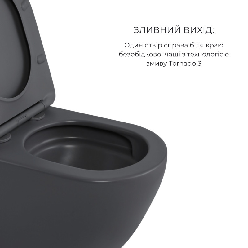 Комплект Qtap Robin Anthracite 3 в 1: підвісний унітаз Ultra Quiet + біде підвісне + раковина накладна QTROBAN49157 SD00055281