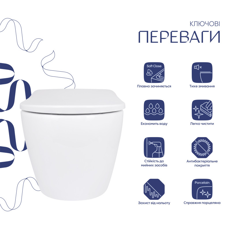 Унітаз підвісний Qtap Robin ML Ultra Quiet 520x365x365 мм, з сидінням Soft-close MagLock, White QTROBML26W49623 SD00055747