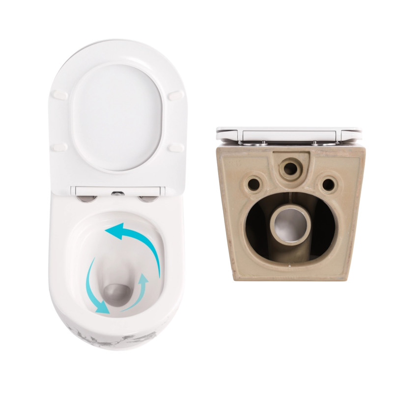 Комплект Qtap Robin Marble 3 в 1: підвісний унітаз Ultra Quiet + біде підвісне + раковина накладна QTROBMR49160 SD00055284