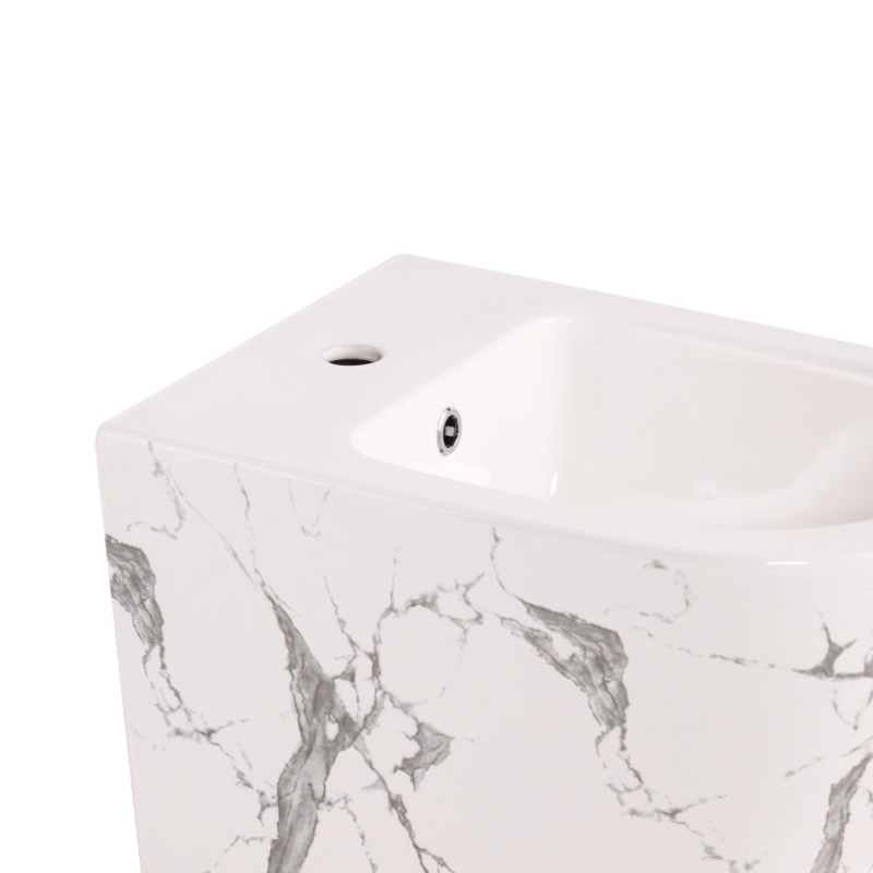 Комплект Qtap Robin Marble 3 в 1: підвісний унітаз Ultra Quiet + біде підвісне + раковина накладна QTROBMR49160 SD00055284