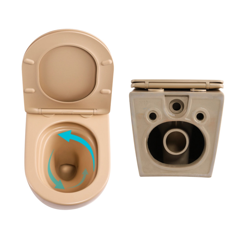 Комплект Qtap Robin Beige 3 в 1: підвісний унітаз Ultra Quiet + біде підвісне + раковина накладна QTROBSB49159 SD00055283