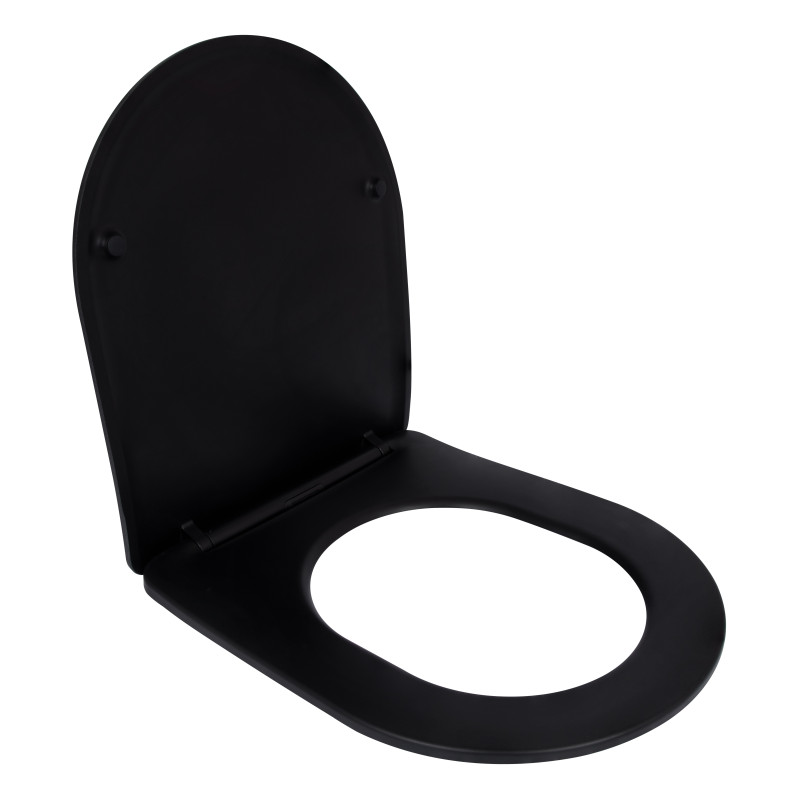 Сидіння для унітаза Qtap (Robin 490) 425x363x50 мм, Matt Black, з мікроліфтом Slim Duroplast, Quick Release QTSC179MB48676 SD00054800