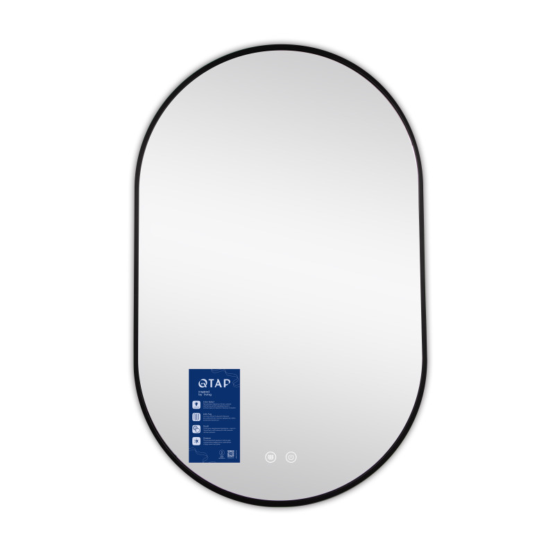 Дзеркало Qtap Scorpio (SC1) з LED-підсвічуванням Touch, з антизапотіванням, з димером, рег. темп. кольору (3000-6500K) Black QTSC500800 SD00055400