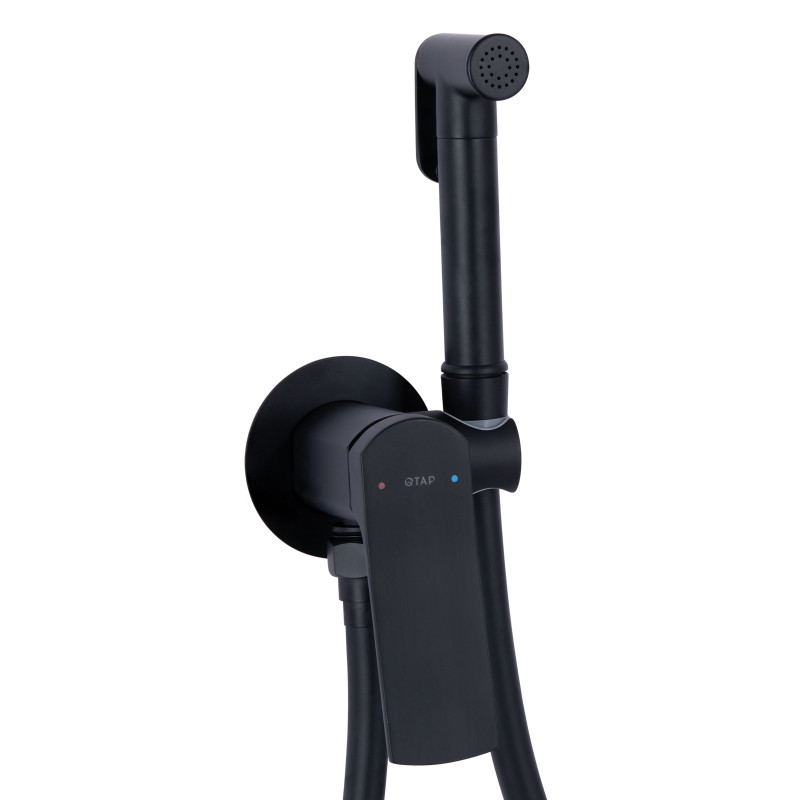 Qtap Набор для гігієнічного душу Slavonice округлий QTSLA262BLM45917 Black Matt