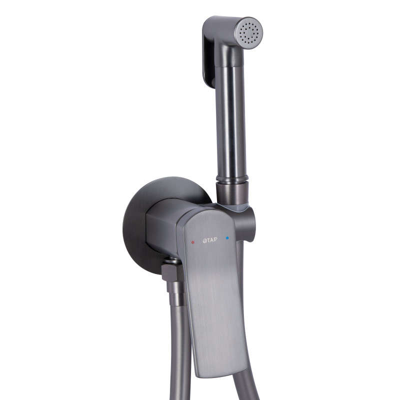 Qtap Набор для гігієнічного душу Slavonice округлий QTSLA262GMB45916 Gunmetal Black PVD