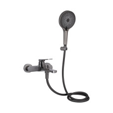 Змішувач для ванни Qtap Slavonice (з душовим гарнітуром) QTSLV259GMB48035 Gunmetal Black PVD SD00054159