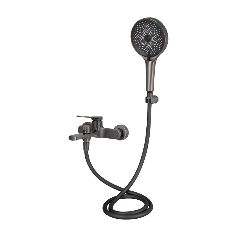 Змішувач для ванни Qtap Slavonice (з душовим гарнітуром) QTSLV259GMB48035 Gunmetal Black PVD SD00054159