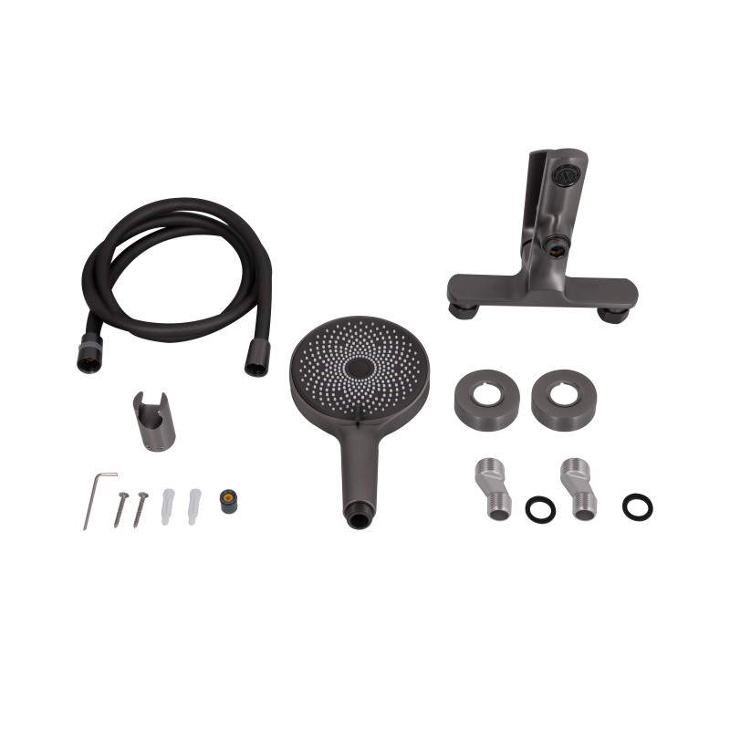 Змішувач для ванни Qtap Slavonice (з душовим гарнітуром) QTSLV259GMB48035 Gunmetal Black PVD SD00054159