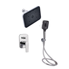Qtap Комплект для душу Stenava Chrome: Змішувач QTST6245102DC + Лійки (QTRUC125CRM45954,QTHLA107CRM45784) + Шланг QTHADPVC200C + QTCRMBH130